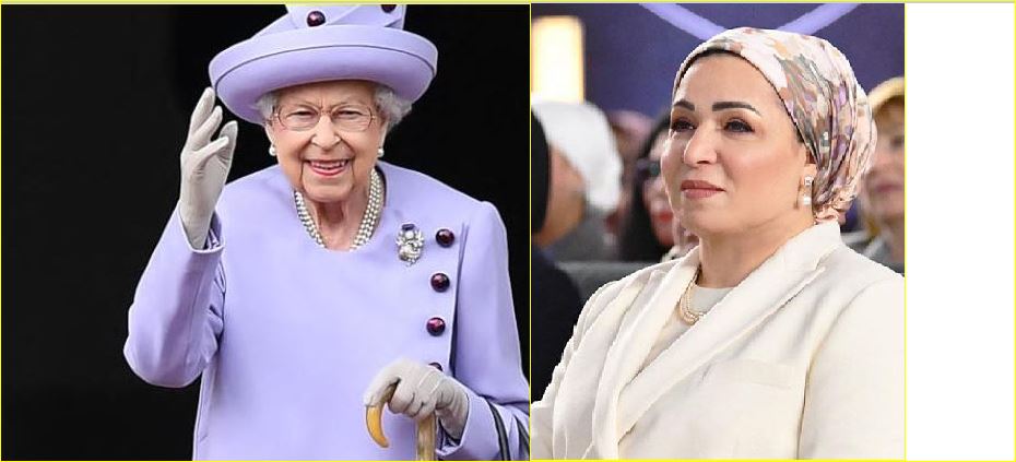 السيدة أنتصار السيسى تنعى الملكة إليزابيث