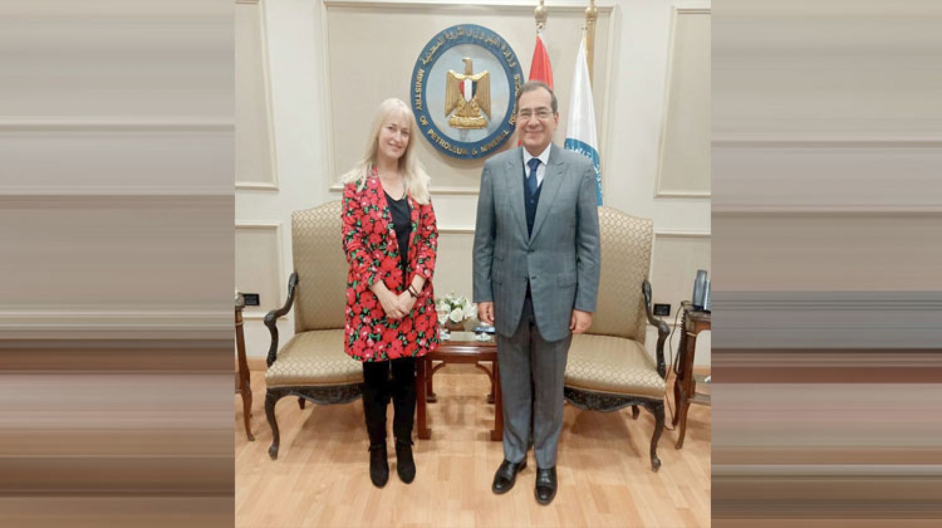 وزير البترول مع السفيرة الأيرلندية