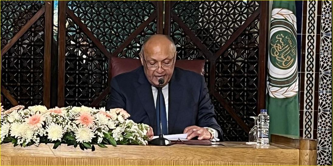 سامح شكرى يتلو بيان الجامعة العربية بشأن عودة سوريا