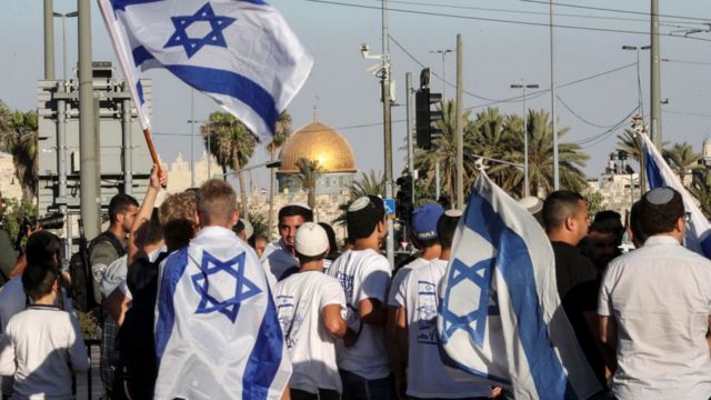 صورة ارشيفية لمسيرة أعلام إسرائيلية فى القدس