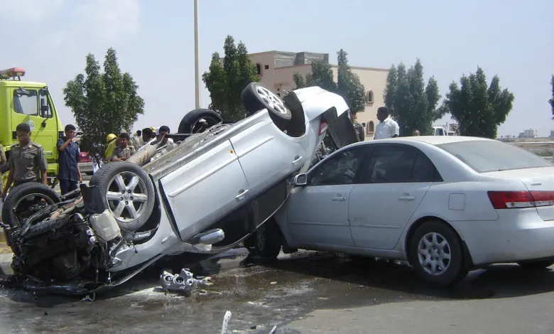 تصادم 3 سيارات