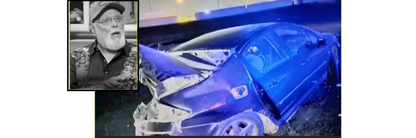 الفنان الراحل أشرف عبد الغفور وسيارته المهشمة فى الحادث