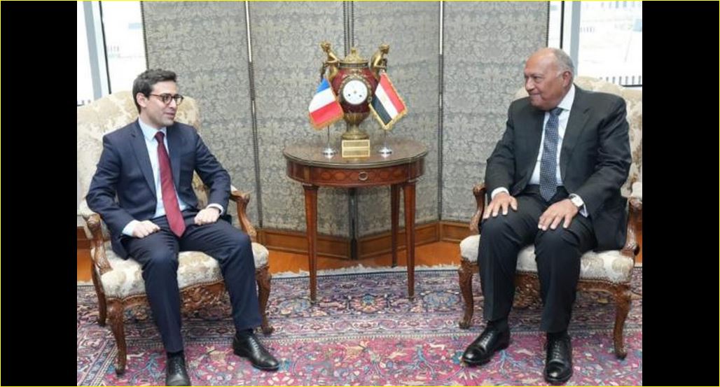 وزير الخارجية سامح شكري ووزير الخارجية الفرنسي ستيفان سيجورنيه