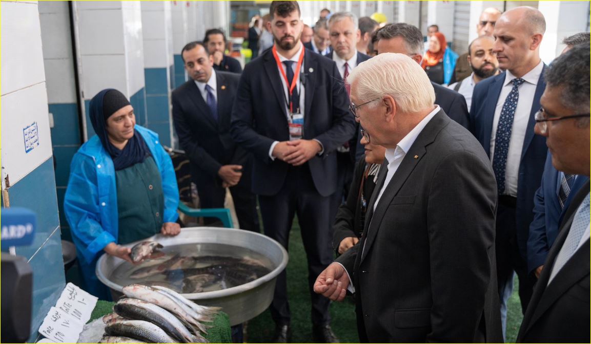 الرئيس الألماني يتفقد سوق السمك الحضاري بجنوب الجيزة