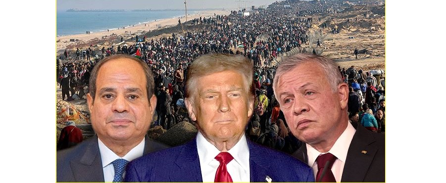 الملك عبد الله بن الحسين و الرئيس دونالد ترامب و الرئيس عبد الفتاح السيسي.