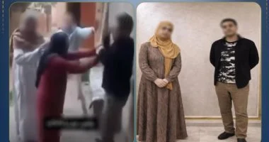 عامل وزوجته يعتديان بالضرب على والدته