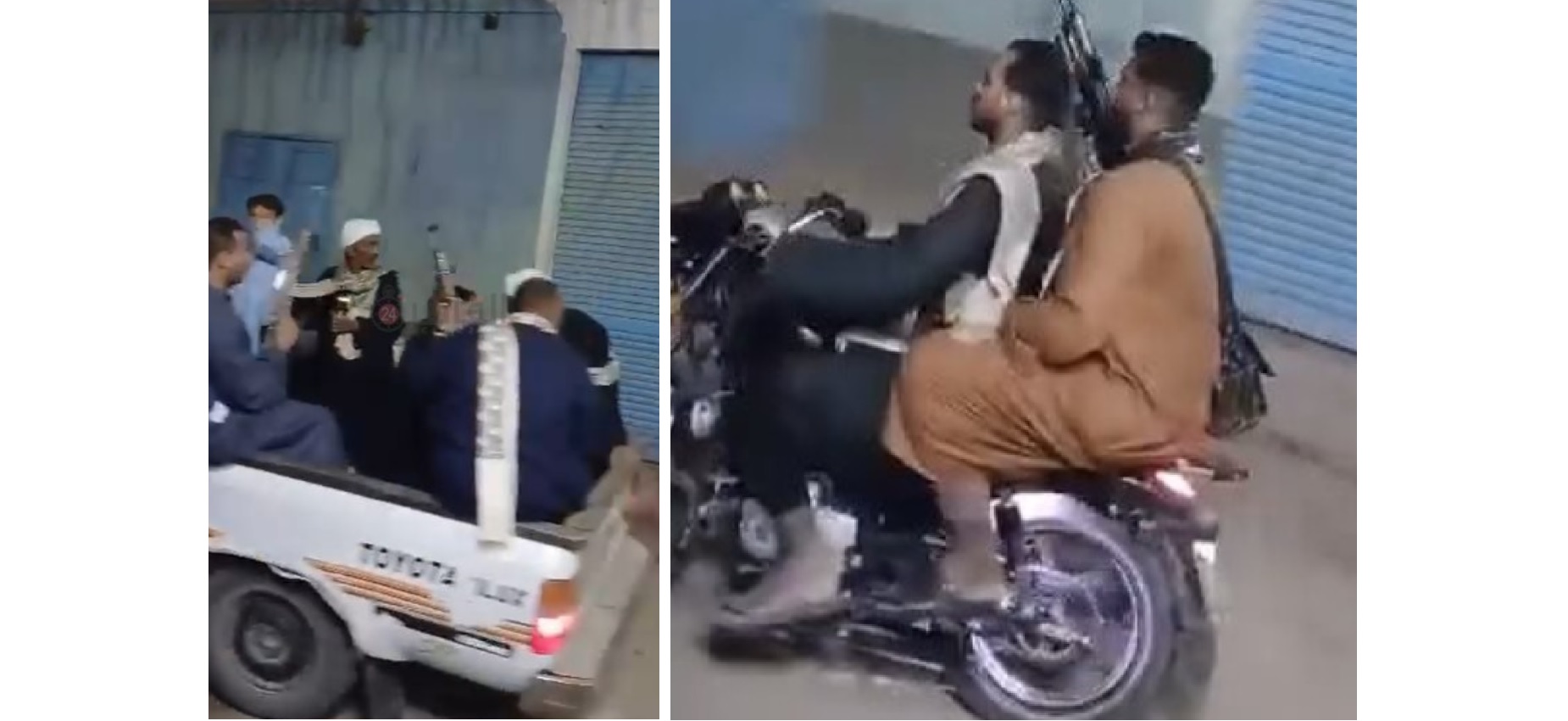 أشخاص ظهروا في فيديو يحملون بنادق آلية على سيارات وموتوسيكلات