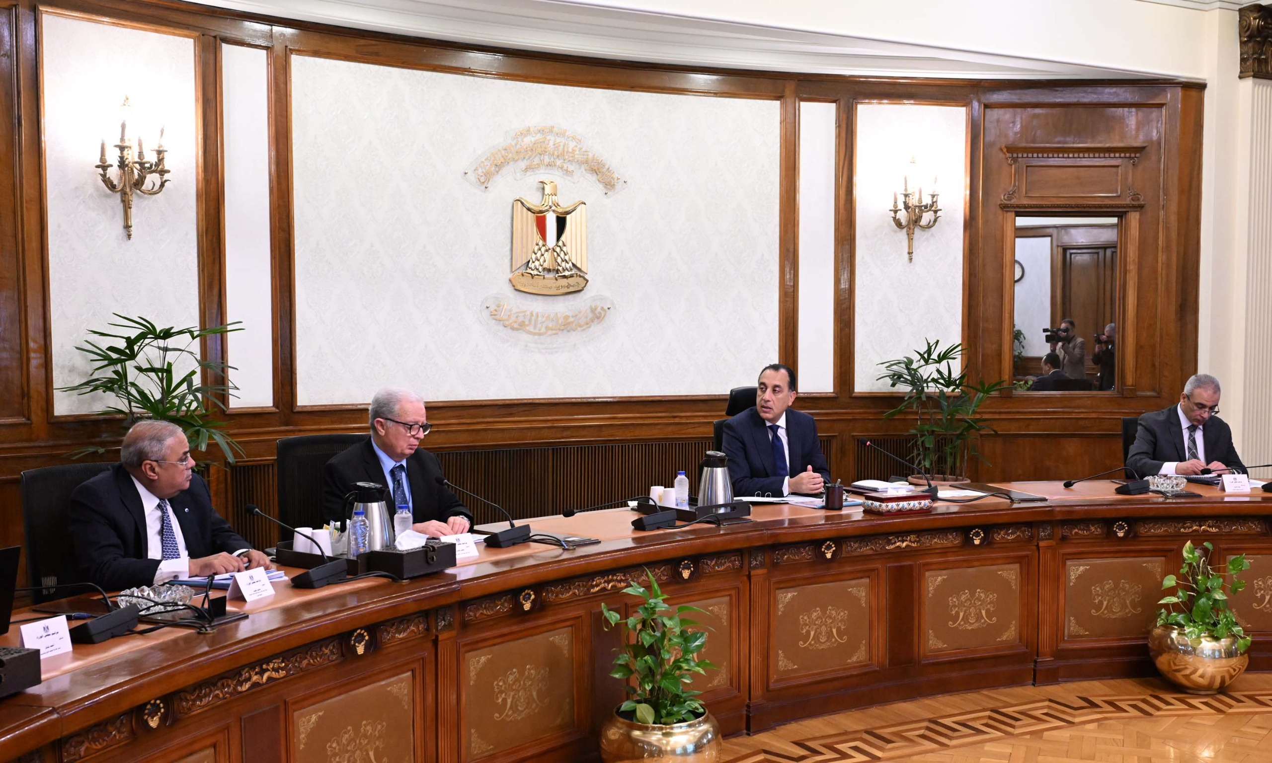 رئيس مجلس الوزراء، فى اجتماع متابعة الموقف التنفيذي لمشروعات تطوير قطاع الغزل والنسيج
