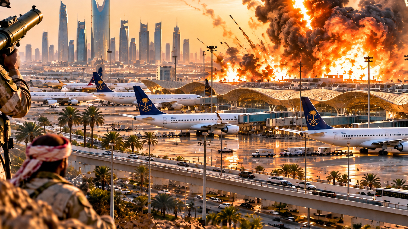 هجوم الحوثى على مطار الملك خالد